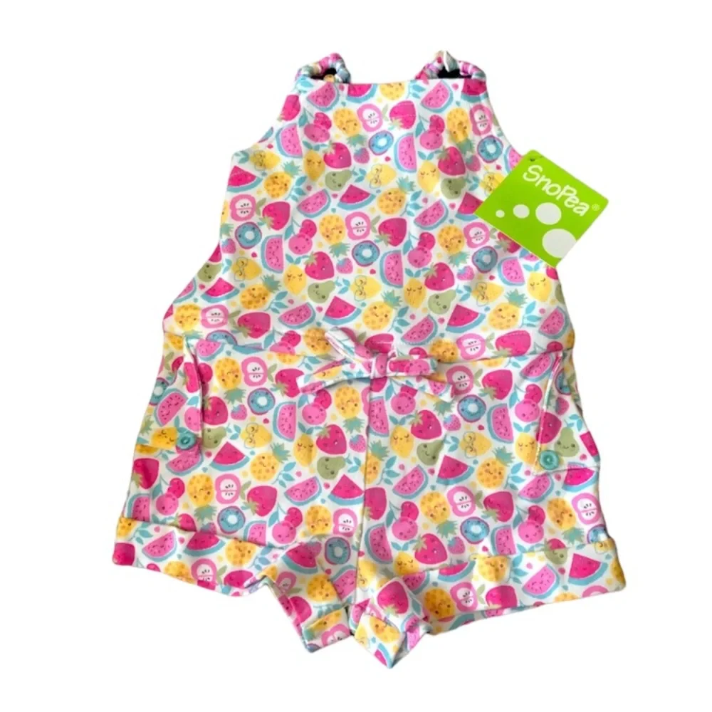 New! SnoPea Pink & Yellow Sleeveless Cotton Romper 6 Months